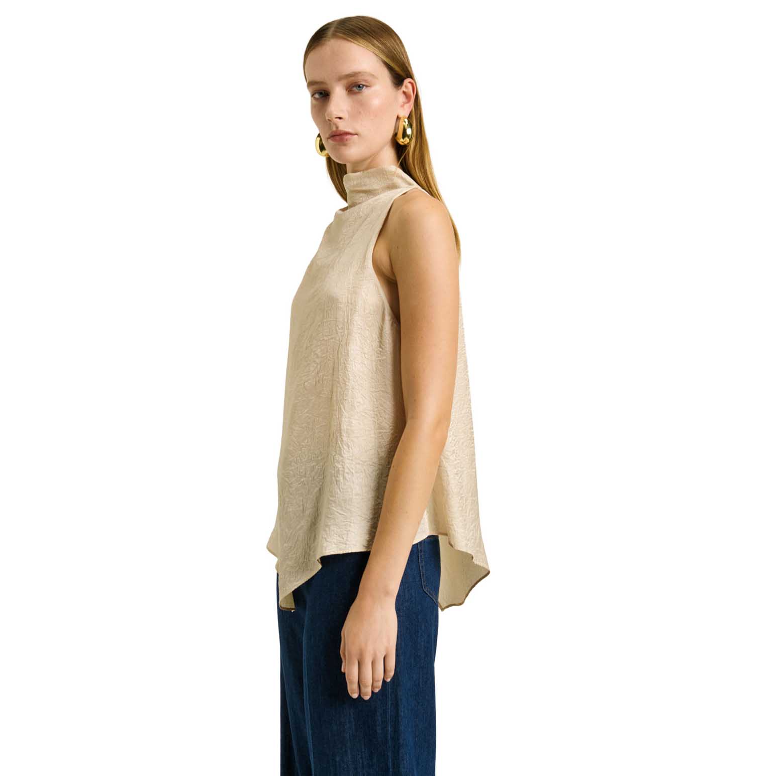 Veronika Maine Crushed Acetate Halter Neck Top